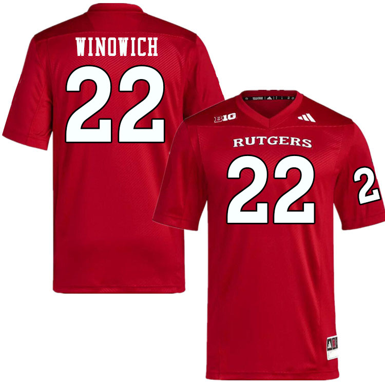 Men #22 Gabe Winowich Rutgers Scarlet Knights 2024 College Football Jerseys Stitched-Scarlet